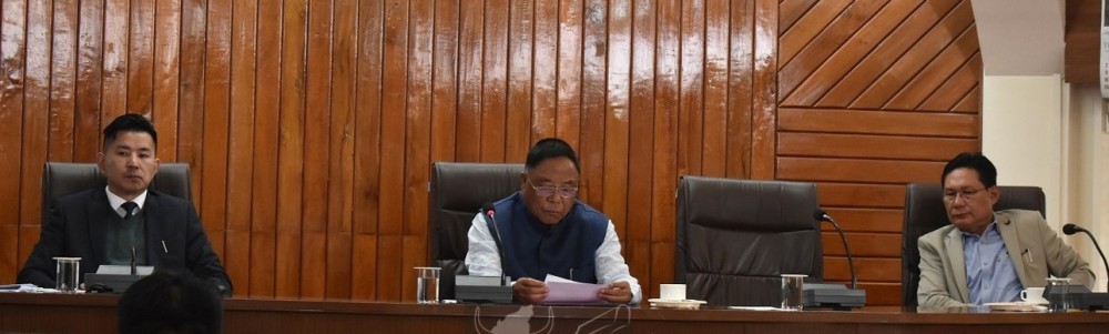 G Kaito Aye speaking at the launching programme of Online Management and Information System at Civil Secretariat conference hall, Kohima on February 28. (DIPR Photo)